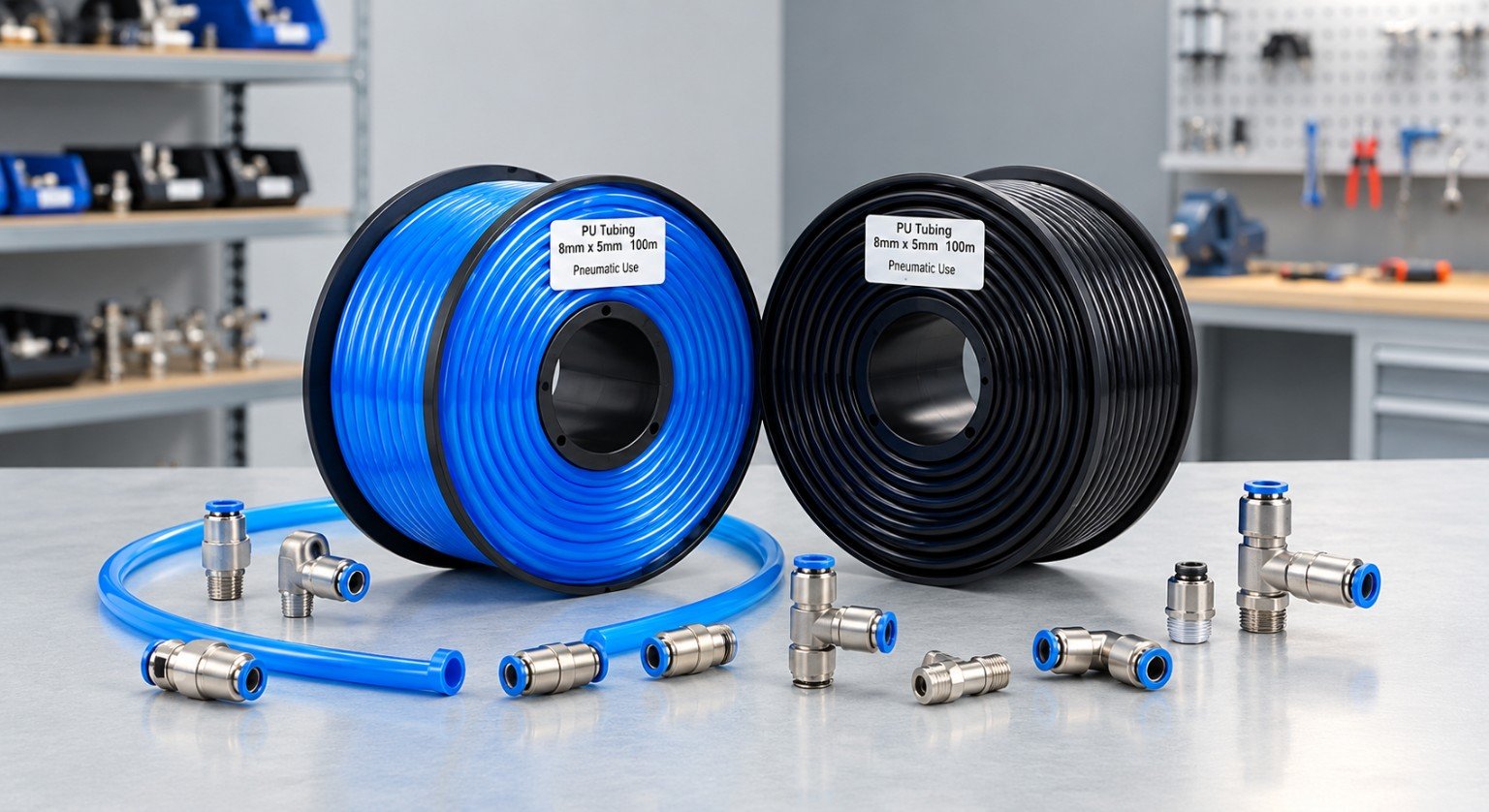 PU pneumatic tubing and push-in fittings